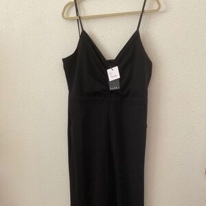 NWT Nicole Miller Black Dress Up Jumpsuit Size 14 Elegant Wide Leg